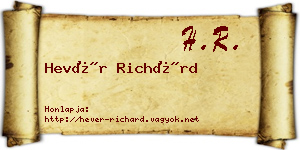 Hevér Richárd névjegykártya